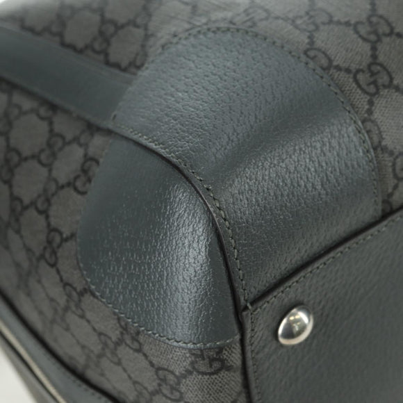 GUCCI GG Supreme Ophidia Boston Bag PVC Gray Silver 724612 Auth mr2423M