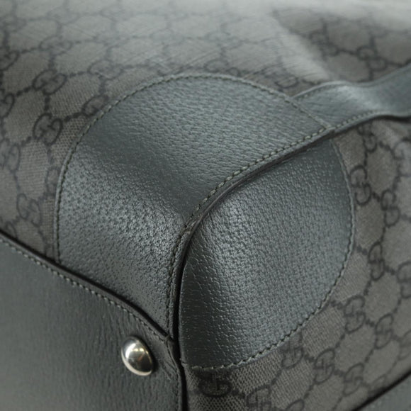 GUCCI GG Supreme Ophidia Boston Bag PVC Gray Silver 724612 Auth mr2423M