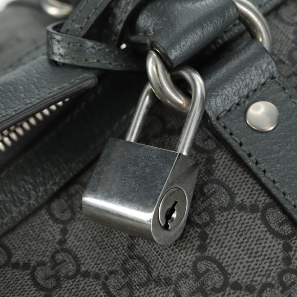 GUCCI GG Supreme Ophidia Boston Bag PVC Gray Silver 724612 Auth mr2423M