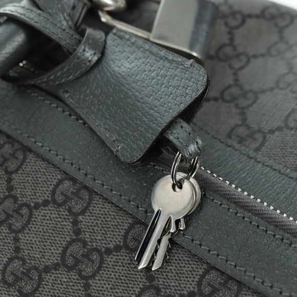 GUCCI GG Supreme Ophidia Boston Bag PVC Gray Silver 724612 Auth mr2423M
