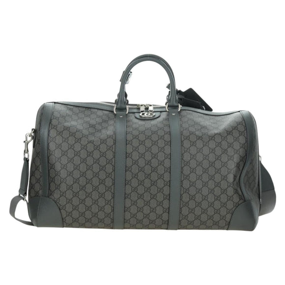 GUCCI GG Supreme Ophidia Boston Bag PVC Gray Silver 724612 Auth mr2423M