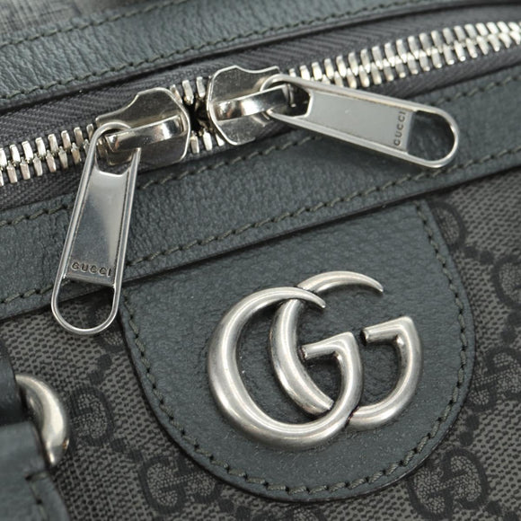 GUCCI GG Supreme Ophidia Boston Bag PVC Gray Silver 724612 Auth mr2423M