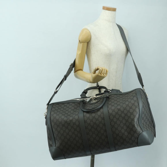 GUCCI GG Supreme Ophidia Boston Bag PVC Gray Silver 724612 Auth mr2423M