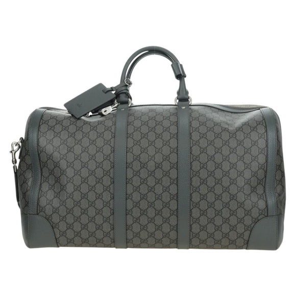 GUCCI GG Supreme Ophidia Boston Bag PVC Gray Silver 724612 Auth mr2423M