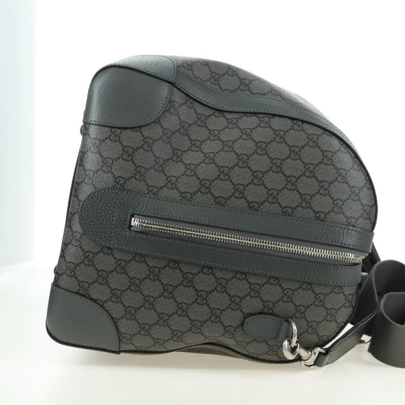 GUCCI GG Supreme Ophidia Boston Bag PVC Gray Silver 724612 Auth mr2423M