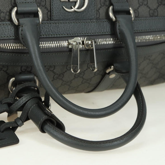 GUCCI GG Supreme Ophidia Boston Bag PVC Gray Silver 724612 Auth mr2423M