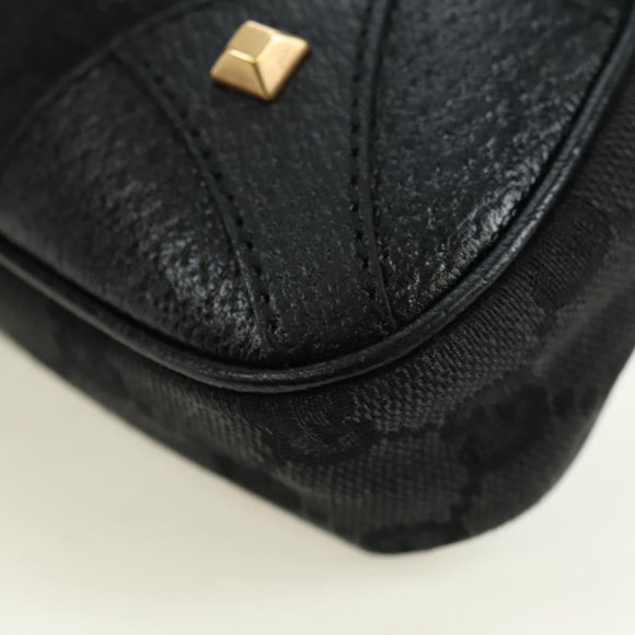 GUCCI GG Canvas Chain Accessory Pouch Black Gold 120940 Auth mr2424V