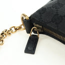 GUCCI GG Canvas Chain Accessory Pouch Black Gold 120940 Auth mr2424V-10