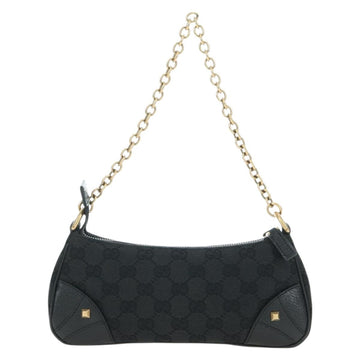 GUCCI GG Canvas Chain Accessory Pouch Black Gold 120940 Auth mr2424V - 0