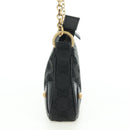 GUCCI GG Canvas Chain Accessory Pouch Black Gold 120940 Auth mr2424V-3