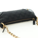GUCCI GG Canvas Chain Accessory Pouch Black Gold 120940 Auth mr2424V-6
