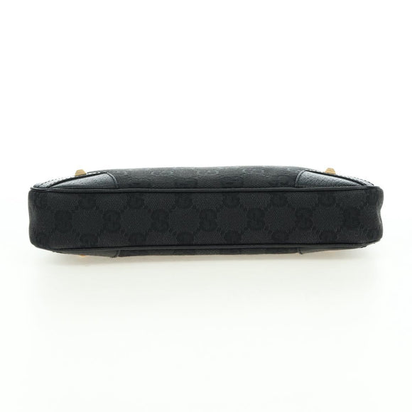 GUCCI GG Canvas Chain Accessory Pouch Black Gold 120940 Auth mr2424V