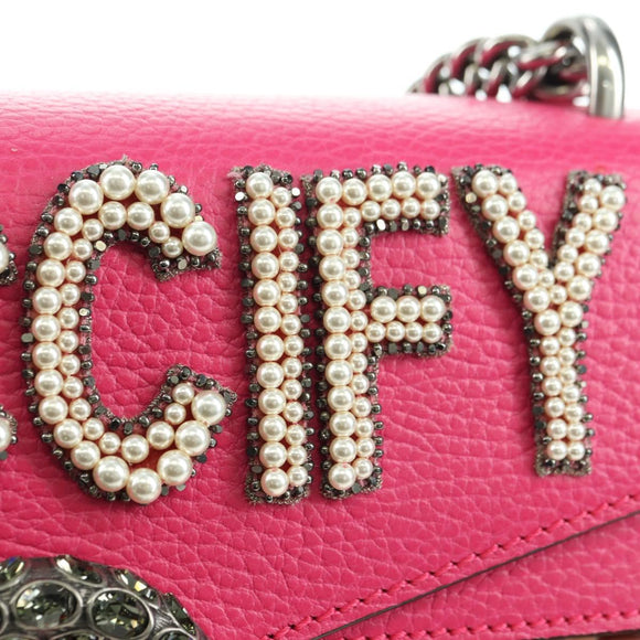 GUCCI Chain Dionysus Small Shoulder Bag Leather Pink Silver 400249 Auth mr2426V