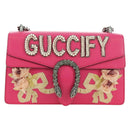 GUCCI Chain Dionysus Small Shoulder Bag Leather Pink Silver 400249 Auth mr2426V-13