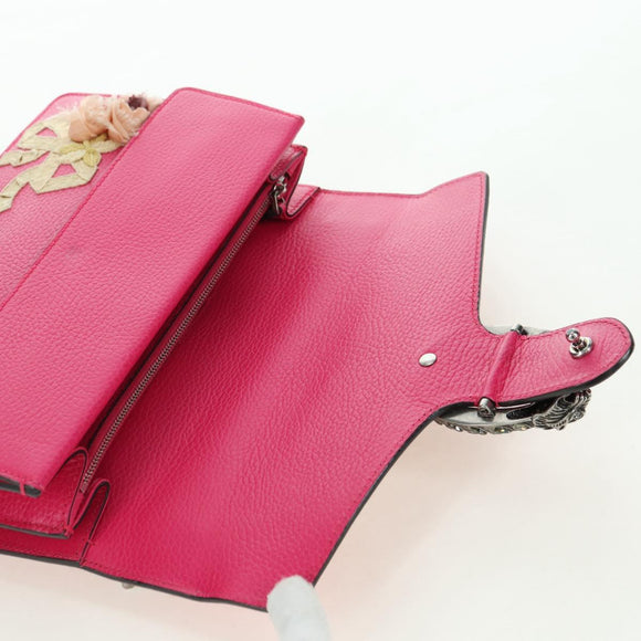 GUCCI Chain Dionysus Small Shoulder Bag Leather Pink Silver 400249 Auth mr2426V