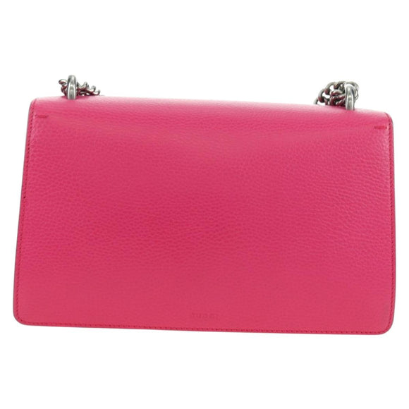 GUCCI Chain Dionysus Small Shoulder Bag Leather Pink Silver 400249 Auth mr2426V