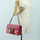 GUCCI Chain Dionysus Small Shoulder Bag Leather Pink Silver 400249 Auth mr2426V-31