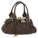 Chloe Paddington Hand Bag Leather Brown Gold Silver Auth mr2427V-1