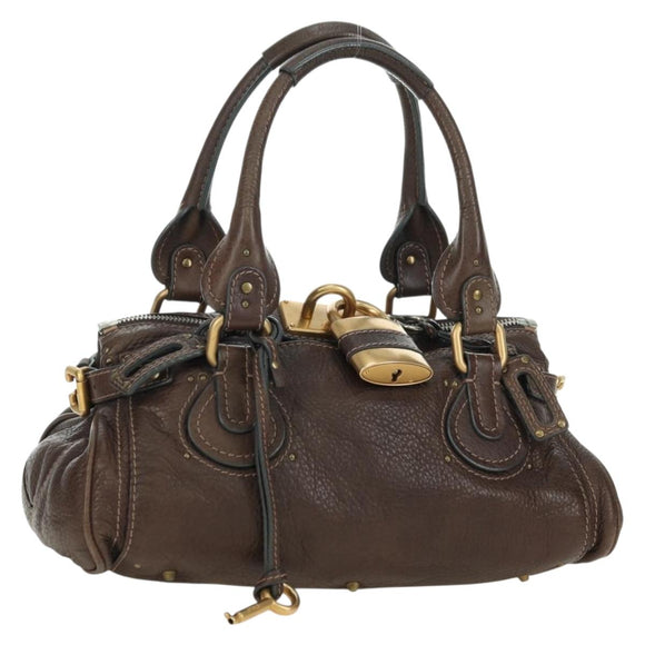 Chloe Paddington Hand Bag Leather Brown Gold Silver Auth mr2427V