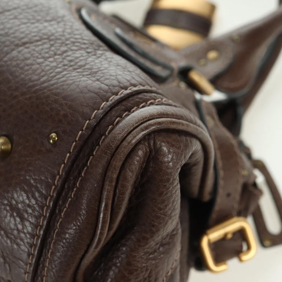 Chloe Paddington Hand Bag Leather Brown Gold Silver Auth mr2427V