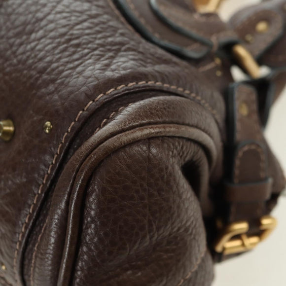 Chloe Paddington Hand Bag Leather Brown Gold Silver Auth mr2427V