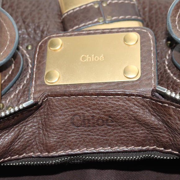 Chloe Paddington Hand Bag Leather Brown Gold Silver Auth mr2427V