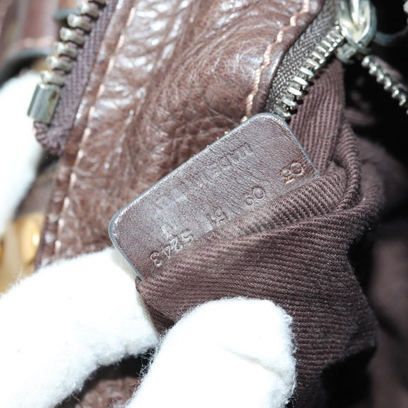 Chloe Paddington Hand Bag Leather Brown Gold Silver Auth mr2427V