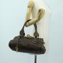 Chloe Paddington Hand Bag Leather Brown Gold Silver Auth mr2427V-24