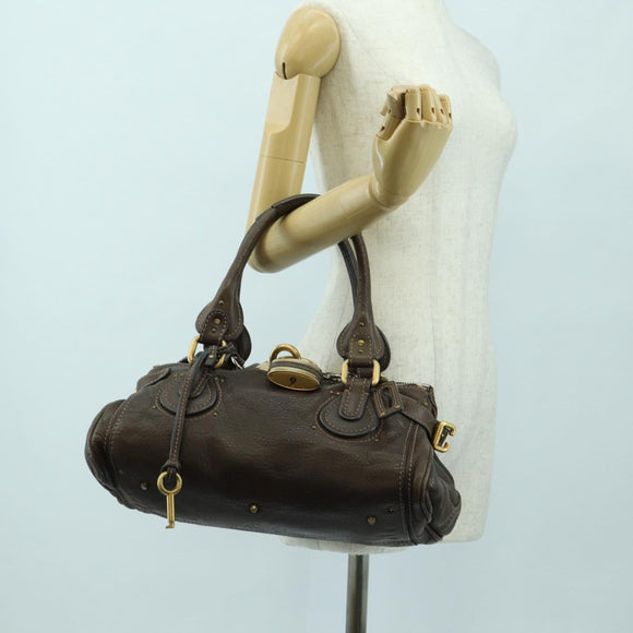 Chloe Paddington Hand Bag Leather Brown Gold Silver Auth mr2427V