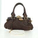 Chloe Paddington Hand Bag Leather Brown Gold Silver Auth mr2427V-25