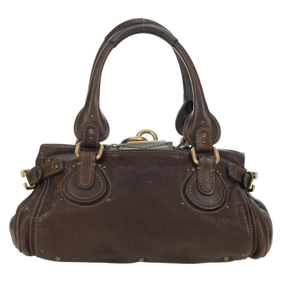 Chloe Paddington Hand Bag Leather Brown Gold Silver Auth mr2427V