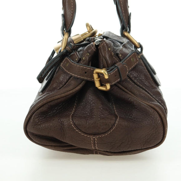 Chloe Paddington Hand Bag Leather Brown Gold Silver Auth mr2427V