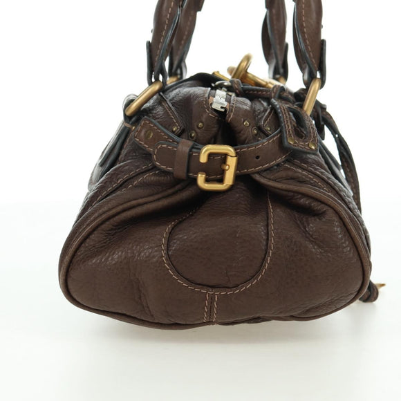 Chloe Paddington Hand Bag Leather Brown Gold Silver Auth mr2427V