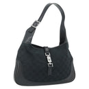 GUCCI GG Canvas Jackie Hand Bag Black Silver 00963 Auth mr2428A-1