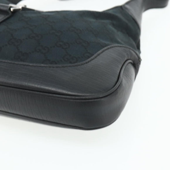 GUCCI GG Canvas Jackie Hand Bag Black Silver 00963 Auth mr2428A