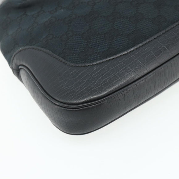 GUCCI GG Canvas Jackie Hand Bag Black Silver 00963 Auth mr2428A