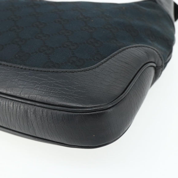 GUCCI GG Canvas Jackie Hand Bag Black Silver 00963 Auth mr2428A