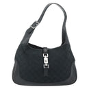 GUCCI GG Canvas Jackie Hand Bag Black Silver 00963 Auth mr2428A-13