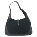 GUCCI GG Canvas Jackie Hand Bag Black Silver 00963 Auth mr2428A-2