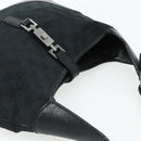 GUCCI GG Canvas Jackie Hand Bag Black Silver 00963 Auth mr2428A-6
