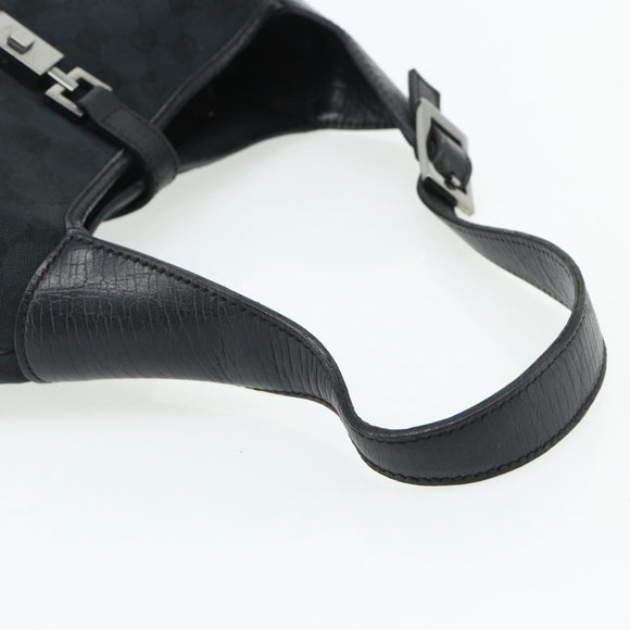 GUCCI GG Canvas Jackie Hand Bag Black Silver 00963 Auth mr2428A
