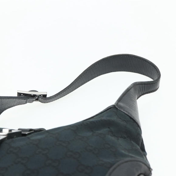 GUCCI GG Canvas Jackie Hand Bag Black Silver 00963 Auth mr2428A