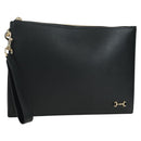 GUCCI Horsebit Clutch Bag Leather Black Gold 700524 Auth mr2429V-1
