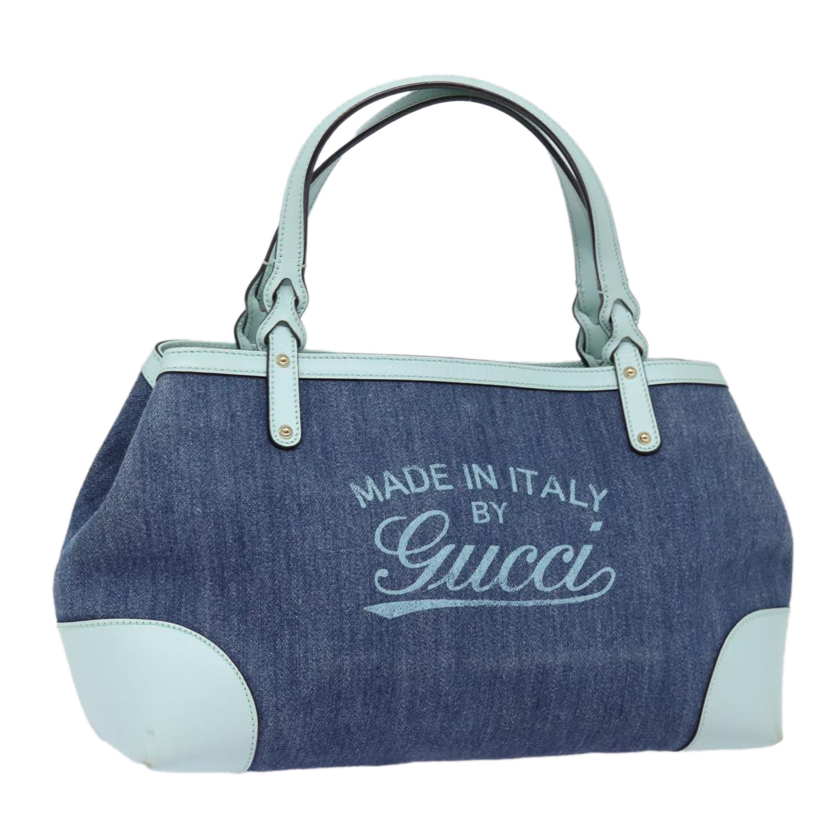 GUCCI Tote Bag Denim Navy 348715 Auth mr243