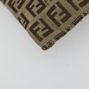 FENDI Zucchino Canvas Pouch Brown Silver Auth mr2431-11