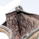FENDI Zucchino Canvas Pouch Brown Silver Auth mr2431-14