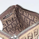 FENDI Zucchino Canvas Pouch Brown Silver Auth mr2431-15