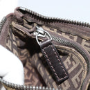 FENDI Zucchino Canvas Pouch Brown Silver Auth mr2431-16