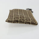 FENDI Zucchino Canvas Pouch Brown Silver Auth mr2431-4