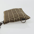 FENDI Zucchino Canvas Pouch Brown Silver Auth mr2431-5